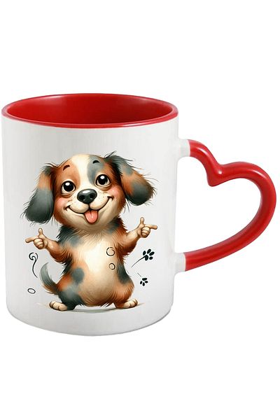StoryGift Romania Mug with a dog that looks a bit smoked | illustration | crazy | tongue out | p, Cu ,STG .