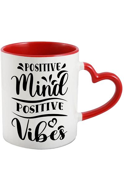StoryGift Romania Mug for those who keep their minds positive with Red Heart Handle, With Heart Handle, STG.