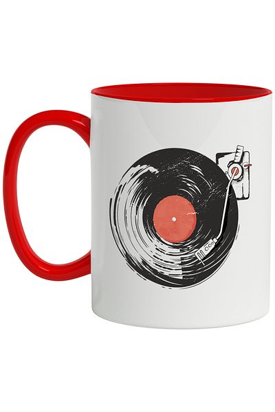 StoryGift Romania Mug With Vinyl, Pick-up, Music, Disc, Retro, Needle, Multicolor 330 ml, Ceramic with , With ,STG .