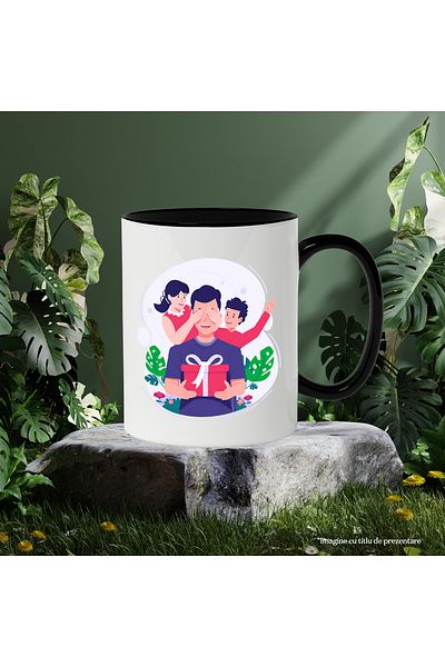 StoryGift Romania Mug With Children, Dad, Parent, Gift, Flowers, Multicolor 330 ml, Ceramic with Handle, With ,STG