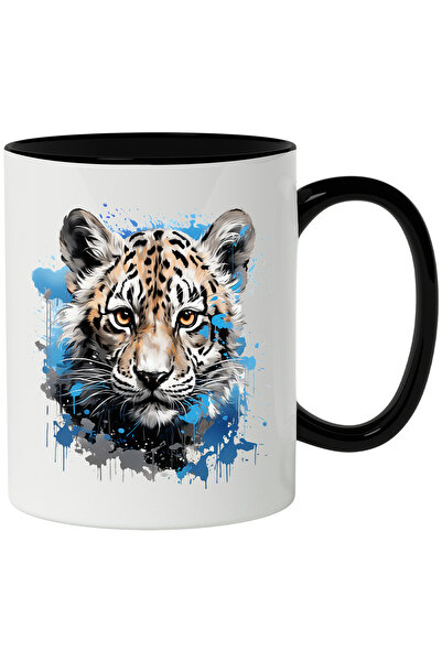 StoryGift Romania Cana Cu Pui De Leopard, Acuarela, Vopsea, Animal, Multicolo...