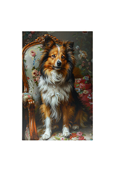 StoryGift Romania Tablou Canvas Lessie Pe Fotoliul Cu Flori Portret Canin Să ...