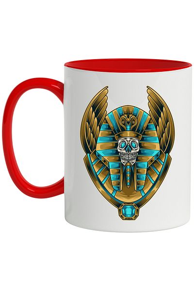 StoryGift Romania Mug With Pharaoh, Cobra, Hat, Egypt, Skull, Fantasy, Multicolor 330 ml, Ceram, With, STG.