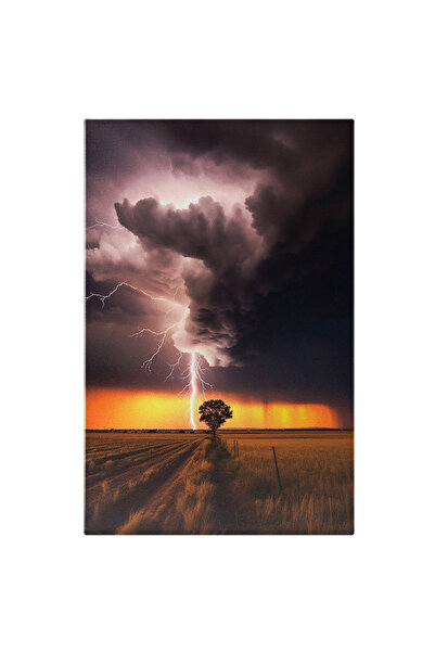 StoryGift Romania Tablou Canvas: Fotografie Cu Un Fulger Care Loveste Pamantu...