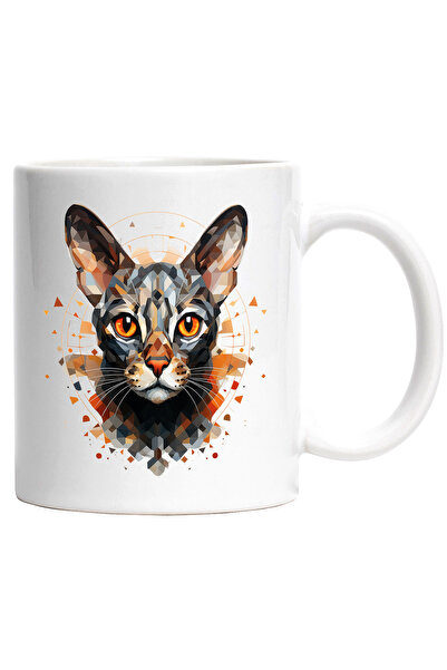 StoryGift Romania Cana Cu Pisica, Mosaic, Cerc, Geometric, Triunghi, Romb, Mu...
