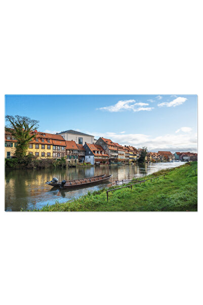 StoryGift Romania Tablou Canvas Raul Regnitz Cu Barci Si Cladiri Vechi, Bambe...