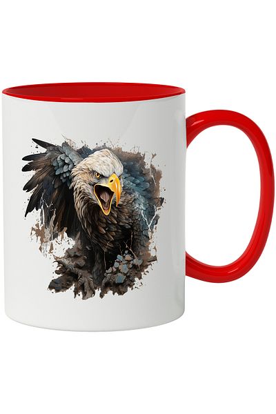 StoryGift Romania Mug With Eagle, Wings, Feathers, Stones, Bird, Beak, Animal, Multicolor 330 ml, Ce, Cu,STG.