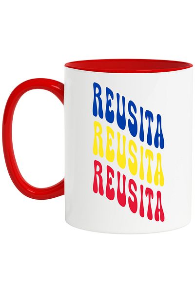 StoryGift Romania The Word Success Mug, in the Colors of the Romanian Flag, Red, Yellow, Blue, T, With, STG.