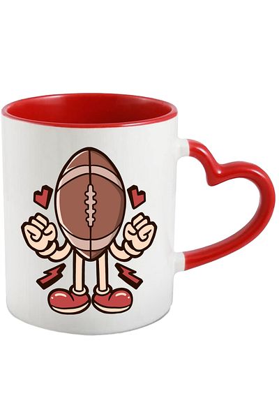 StoryGift Romania Mug With Ball, Rugby, Hearts, Lightning, Sport, Gloves, Shoes, Multicolor 330 ml,, With ,STG.