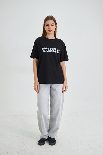 The Champ Clothing تي شيرت نسائي قصير الأكمام مطبوع عليه Master Of Sarcasm مصنوع من القطن بنسبة 100%