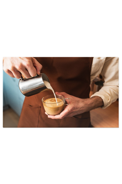 StoryGift Romania Tablou Canvas, Prepararea Cafelei In Cafea, Lemn, Barman, A...