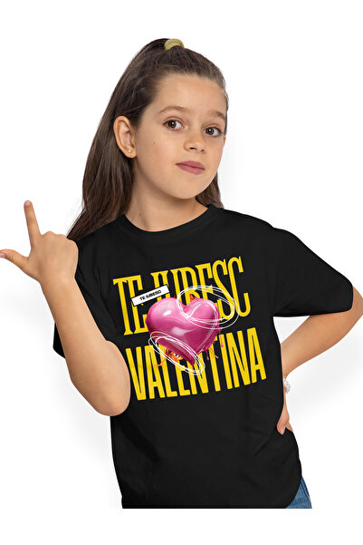 StoryGift Romania Tricou Copii Fete Te Iubesc Valentina, Dragoste, Inima, Iub...