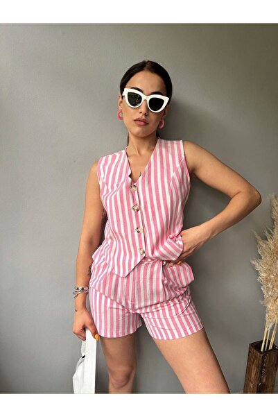 ALLEYTA Women's Shorts Vest Linen Set Mstk New Season