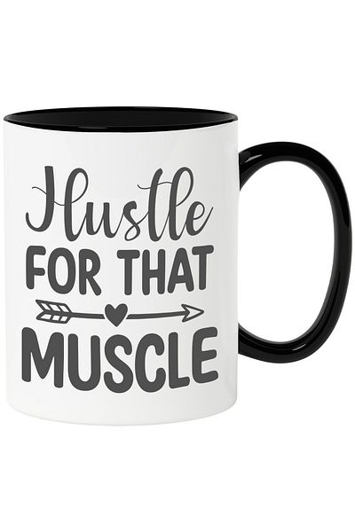 StoryGift Romania Mug with heart and the text "Hustle for that muscle" - work for that muscle, With ,STG.