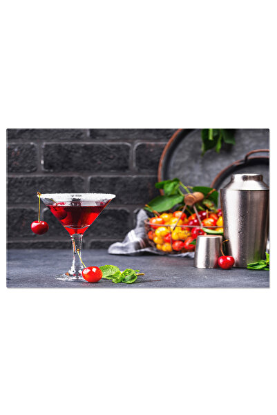 StoryGift Romania Tablou Canvas Racoritoare Si Tentanta Martini Rosu Cu Cirese, Cocktail De Vara, O Bautura Delic