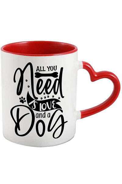 StoryGift Romania Mug with the text in English "All you need is love and a dog" - animal can, With ,STG.