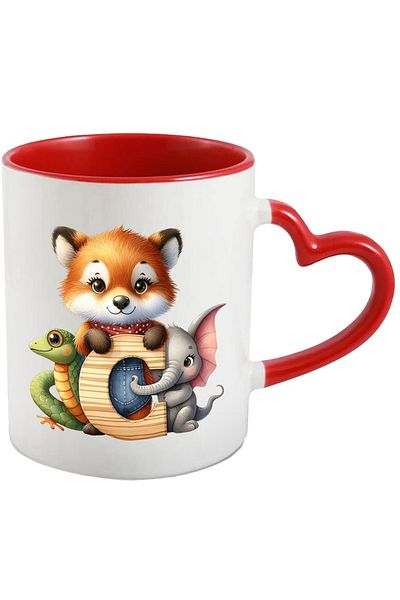 StoryGift Romania Mug with a fox | an elephant and a snake holding the letter "C" | illustration | cut out, Cu,STG.