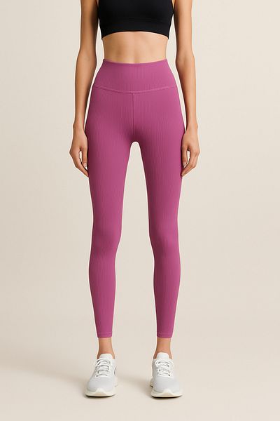 HNX High Waist Recovery Ribbed Ribbed Sports Women's Leggings |   Plum