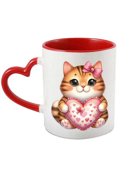 StoryGift Romania Mug with a kitten with orange fur | black stripes | illustration | hold her heart, With ,STG.