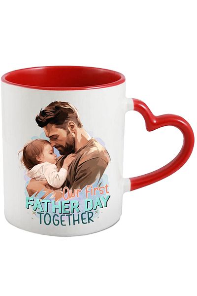 StoryGift Romania Cana Cu Un Tata Care Isi Tine Copilul In Brate Cu Mesajul "our First Father Day , Cu ,stg