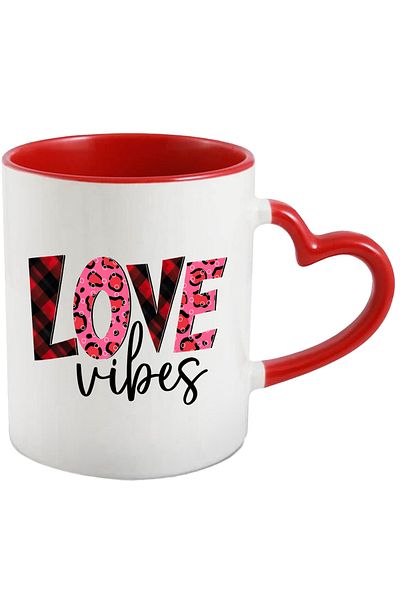 StoryGift Romania Mug with the message "Love vibes", Valentine's Day, illustration, emotion, feelings, s, With ,STG