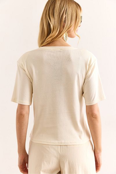 Olalook Women's Yellow Padded Interlock Lycra Cotton T-Shirt Tsh-19000912