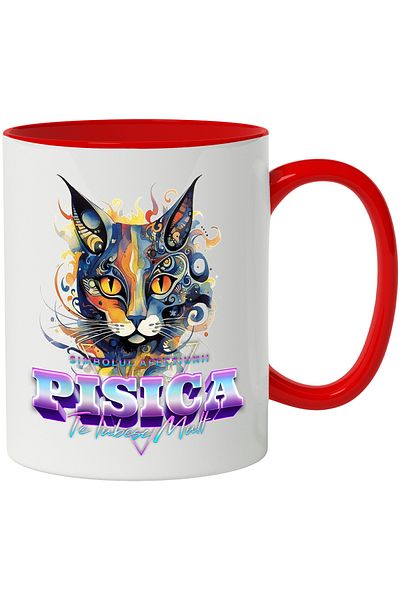 StoryGift Romania Mug With Message Symbol of Affection Cat Loves You Much, Multicolor 330 ml, Sky, With,STG.