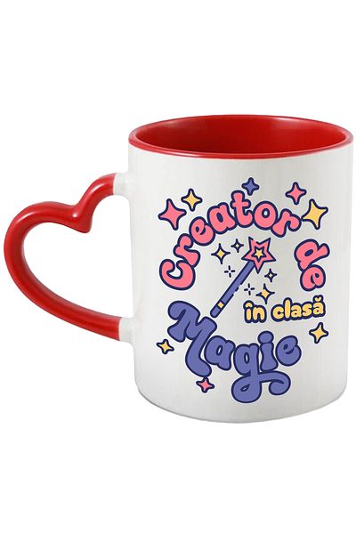 StoryGift Romania Magic Creator Mug for Kids, 330ml, Ceramic with Red Heart Handle, With,STG.