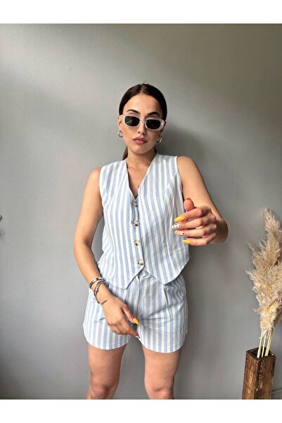 ALLEYTA Women's Shorts Vest Linen Set Mstk New Season