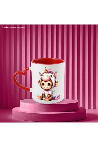 StoryGift Romania Mug with a monkey dressed as a unicorn, illustration, sweatshirt, playful, cheerful, , With ,STG