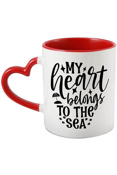 StoryGift Romania Mug with the message "My heart belongs to the sea" - my heart belongs to the sea beach, With ,STG.