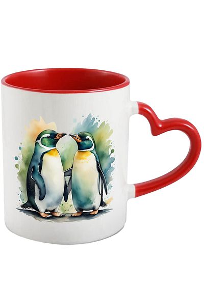 StoryGift Romania Mug with 2 penguins | illustration | abstract | color spots | North Pole | evenings, With ,STG.
