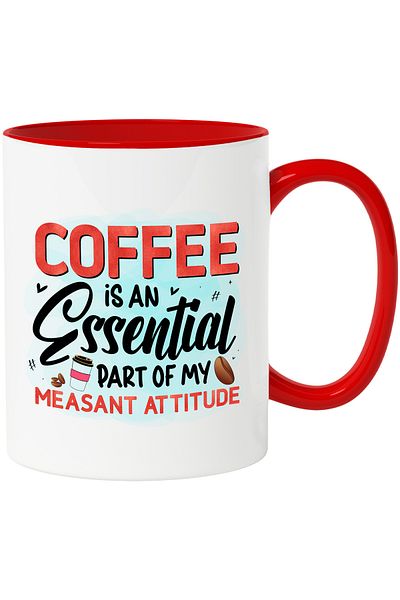 StoryGift Romania Mug with the message "Coffee is an essential part of my mean attitude", illustration, With ,STG.