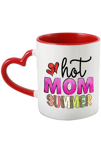 StoryGift Romania Mug with the message "Hot mom summer", summer, vacation, relaxation, holiday, illustration,, With ,STG.
