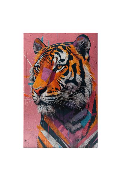 StoryGift Romania Canvas Painting 90 x 60CM Symphony in Stripes The Deep Gaze of the Tiger Portrait M,STG.