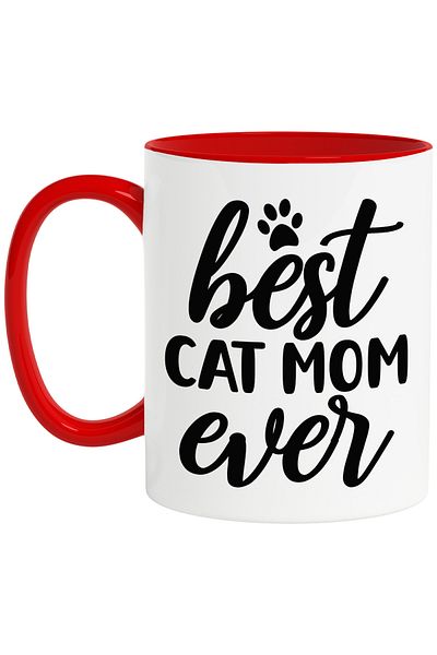 StoryGift Romania Mug with a paw and the text "Best cat mom ever" - the coolest cat mom in, With,STG.