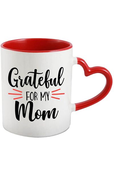 StoryGift Romania Mug for a grateful child for their mother with Red Heart Handle, With ,STG.