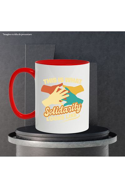 StoryGift Romania Mug With Message In English This Is What Solidarity Looks Like, Hands, Multicolor 3, With ,STG