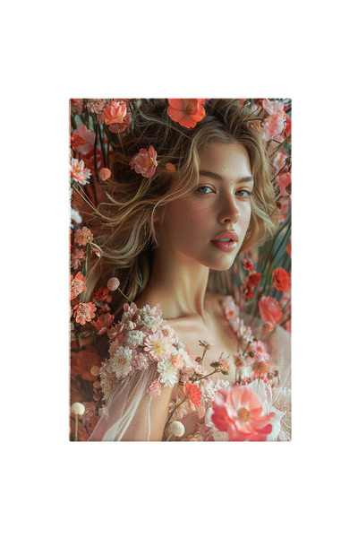 StoryGift Romania Tablou Canvas: Femeie Blonda Înconjurată De Florile Roz Ale...