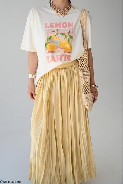 CADDELAMODA Women's Lemon Printed Oversize T-Shirt