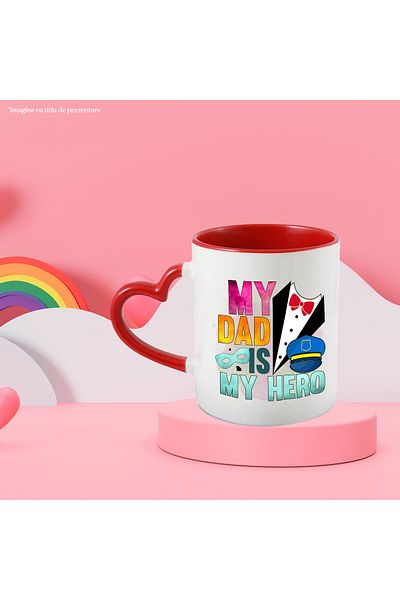 StoryGift Romania Mug with the message "My dad is my hero", dad, illustration, is a hero, mask, poly, With, STG.