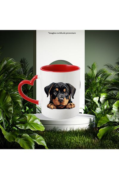 StoryGift Romania Mug with a puppy looking shy | illustration | claws | has no courage | paw, With ,STG