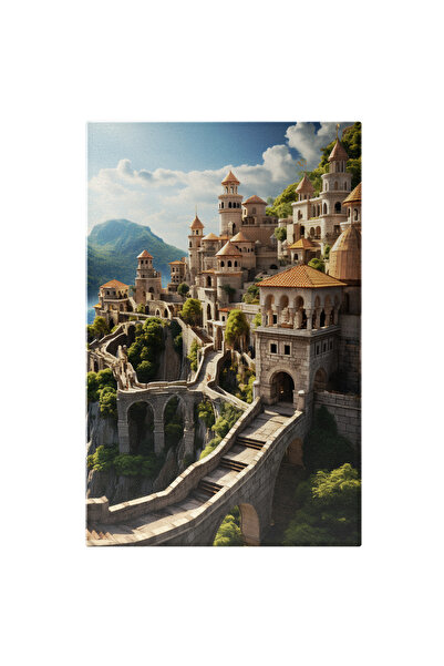 StoryGift Romania Tablou Canvas: Sat De Piatra Alba Imens Intre Munti Cer Sen...