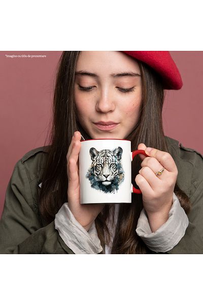 StoryGift Romania Mug With Tiger, Arctic, Mosaic, Wild Animal, Feline, Multicolor 330 ml, Ceramics, With ,STG