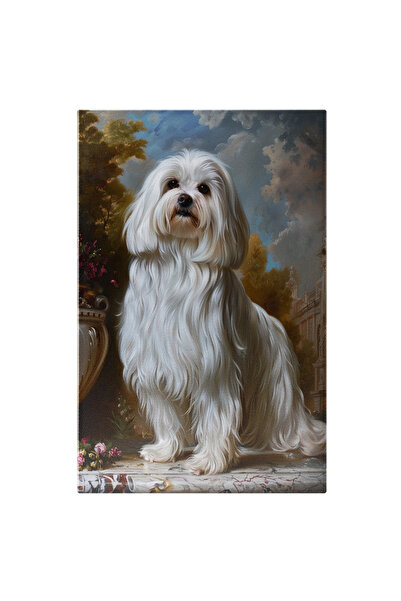 StoryGift Romania Tablou Canvas Iesit La Plimbare, Un Caine Alb Cu Ochii Negr...