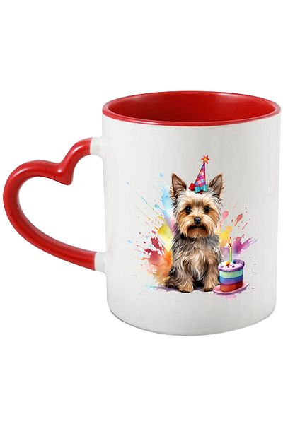 StoryGift Romania Mug with a puppy on his birthday, cake, illustration, lit candle, years, on, With,STG.