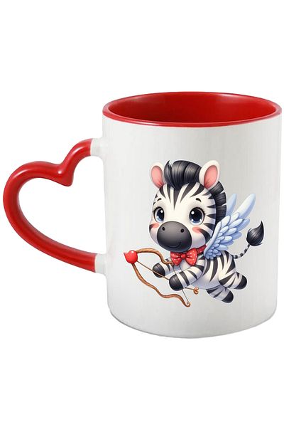 StoryGift Romania Mug with a zebra shooting a bow | flying | wings | Cupid | love | , With ,STG .