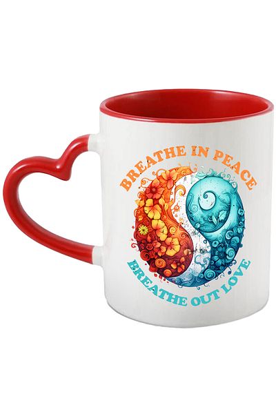 StoryGift Romania Mug with the message "Breathe in peace, breathe out love", hippie style, culture, il, With ,STG