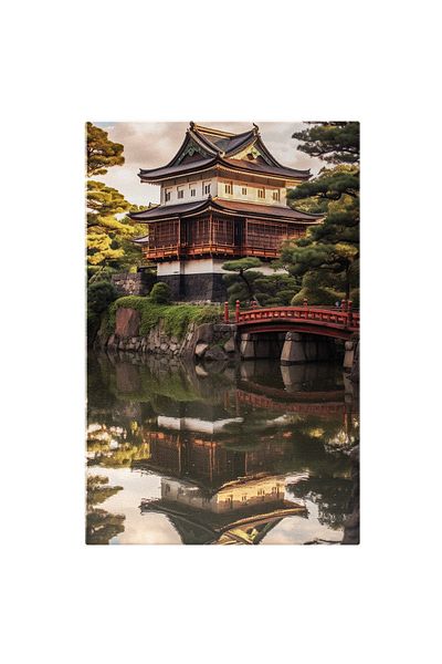 StoryGift Romania Tablou Canvas: Palat Japonez - Apa Natura Verdeata Japonia Pictura Digitala