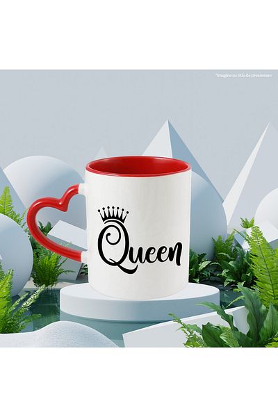StoryGift Romania Mug with a royal crown for women who consider themselves queens with Heart Handle, With, STG.